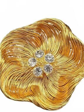 Monet Gold Tone Flower Brooch